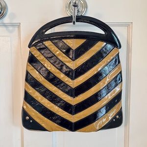 Hayden Harnett Retro style chevron patent clutch!